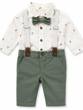 NWT Carter's Baby Boy 3 Piece Dress Outfit Set Bow Tie Suspenders Easter Spring